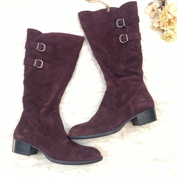 Born Shoes - Born Silvio Burgundy Leather Suede Riding Boot NWT